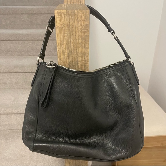 COLE HAAN Front Dual Pockets Black Leather Shoulder Hobo Bag - Picture 6 of 10